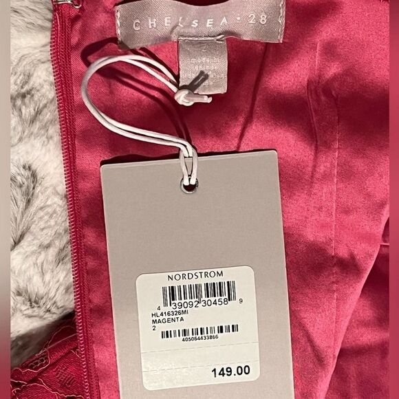 Chelsea28 magenta lace v neck fit and flare midi dress size 2 - Picture 11 of 12